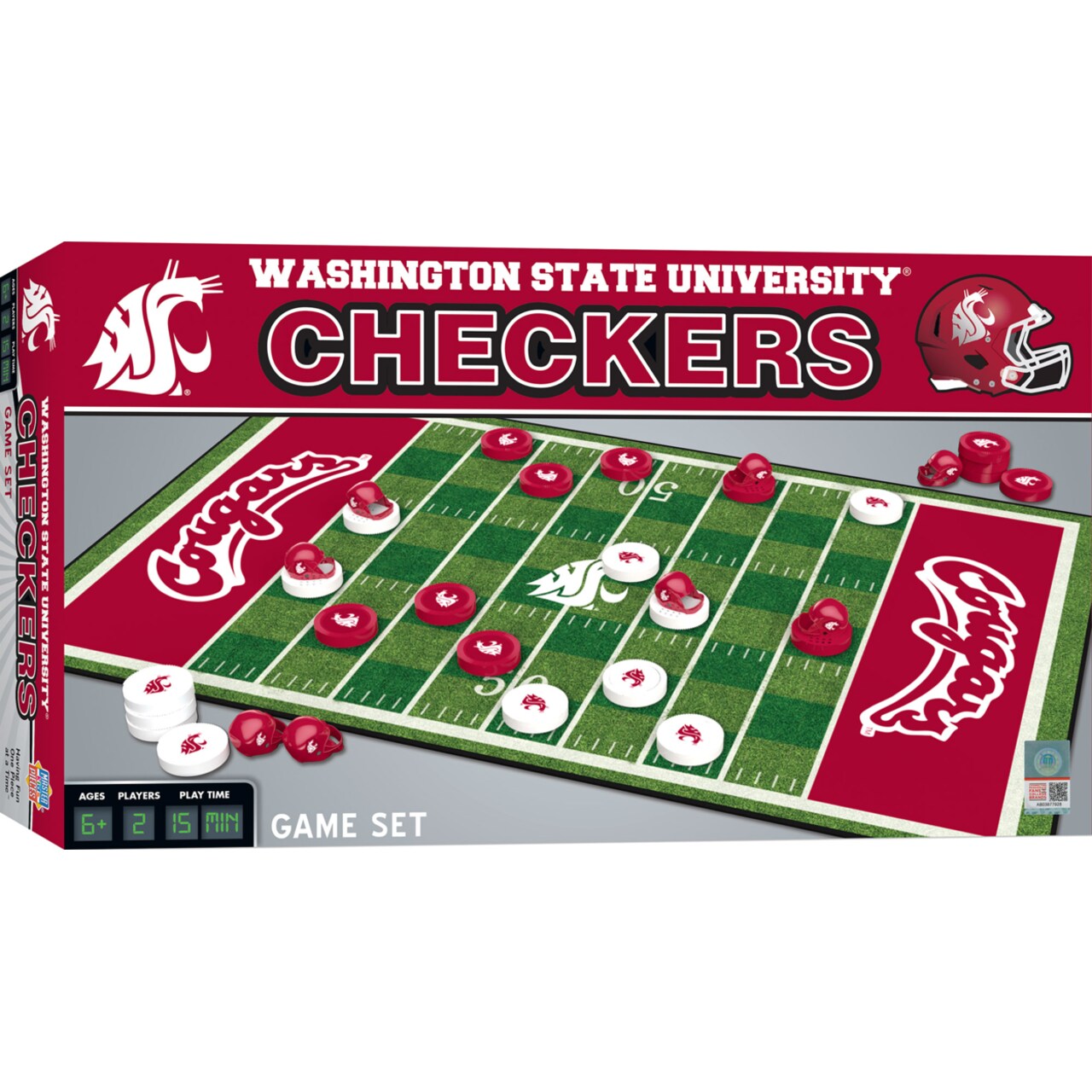 Masterpieces Officially licensed NCAA Washington State Cougars Checkers Board Game for Families and Kids ages 6 and Up